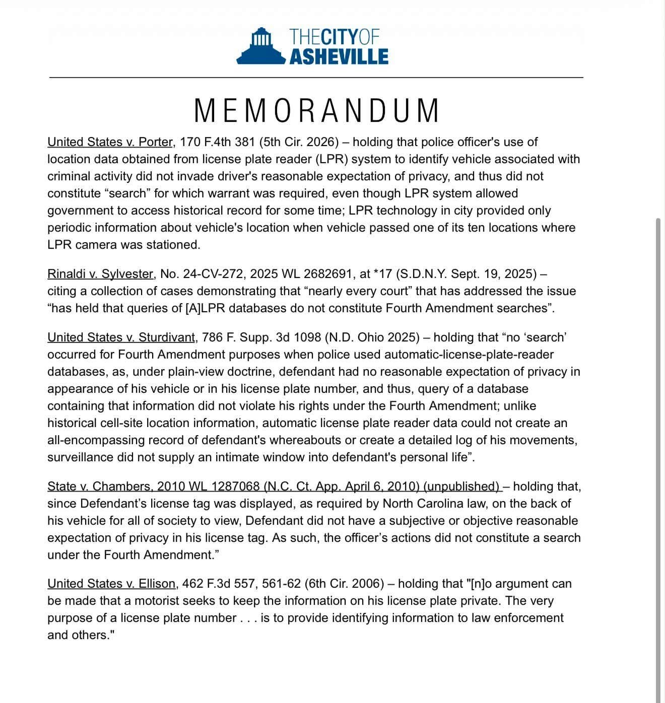Memo page 3: additional case examples